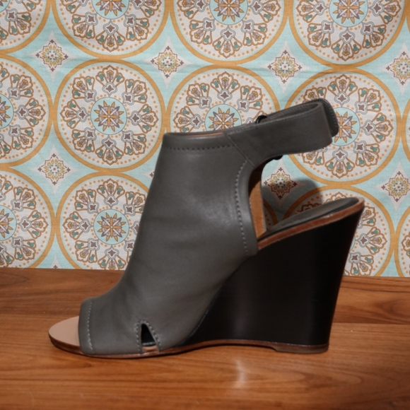 RAG & BONE Gray Leather Open-toe Slingback Wedge Heeled Shoe-bootie, size 38 - Picture 9 of 9